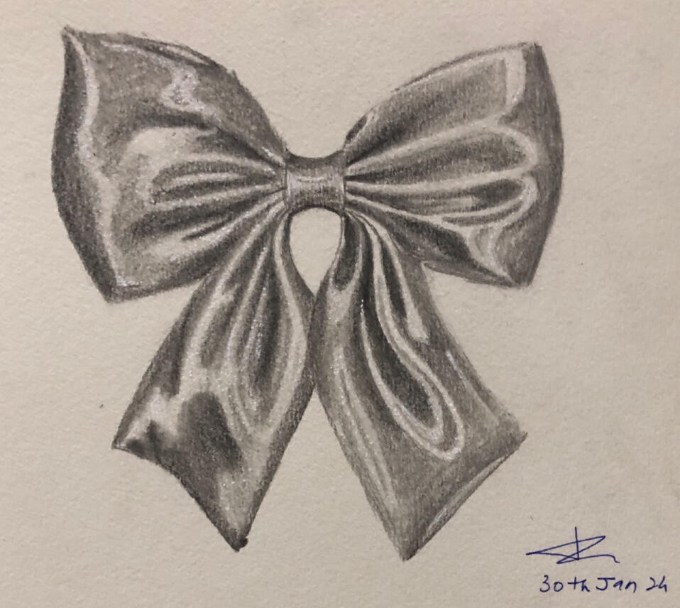 A Cute Little satin bow, with extensive details. Took months of practice to reach on this stage.